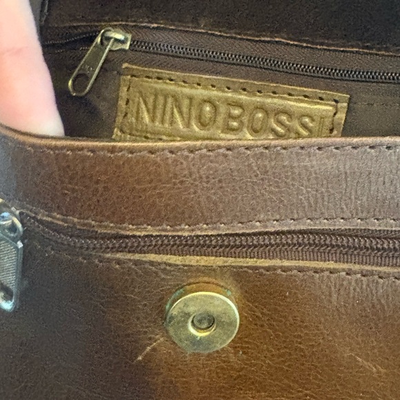 Nino Bossi Brown Leather Crossbody Organizer Purse Zip Around Small Bag - Picture 7 of 10